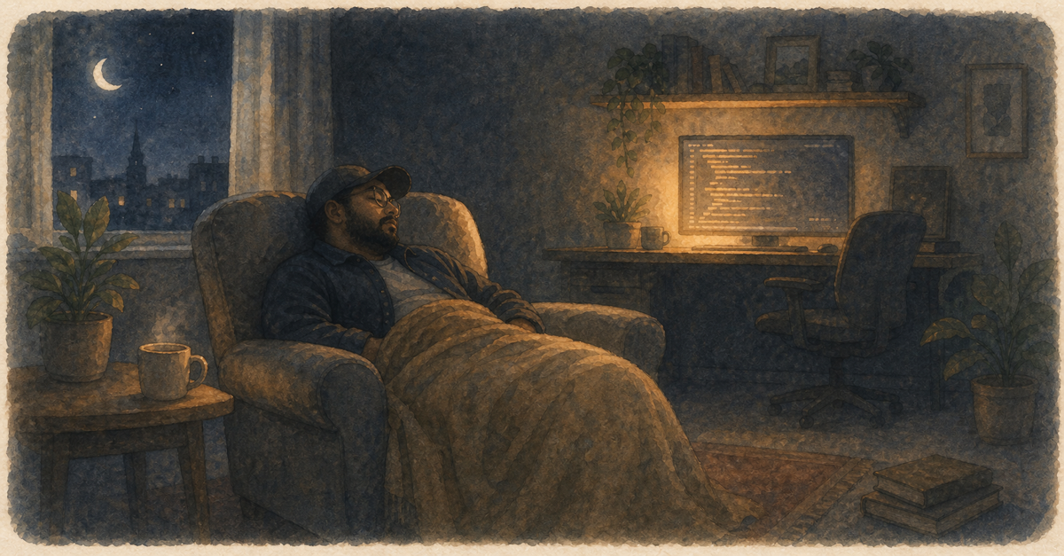 Watercolor illustration for: claude code overnight